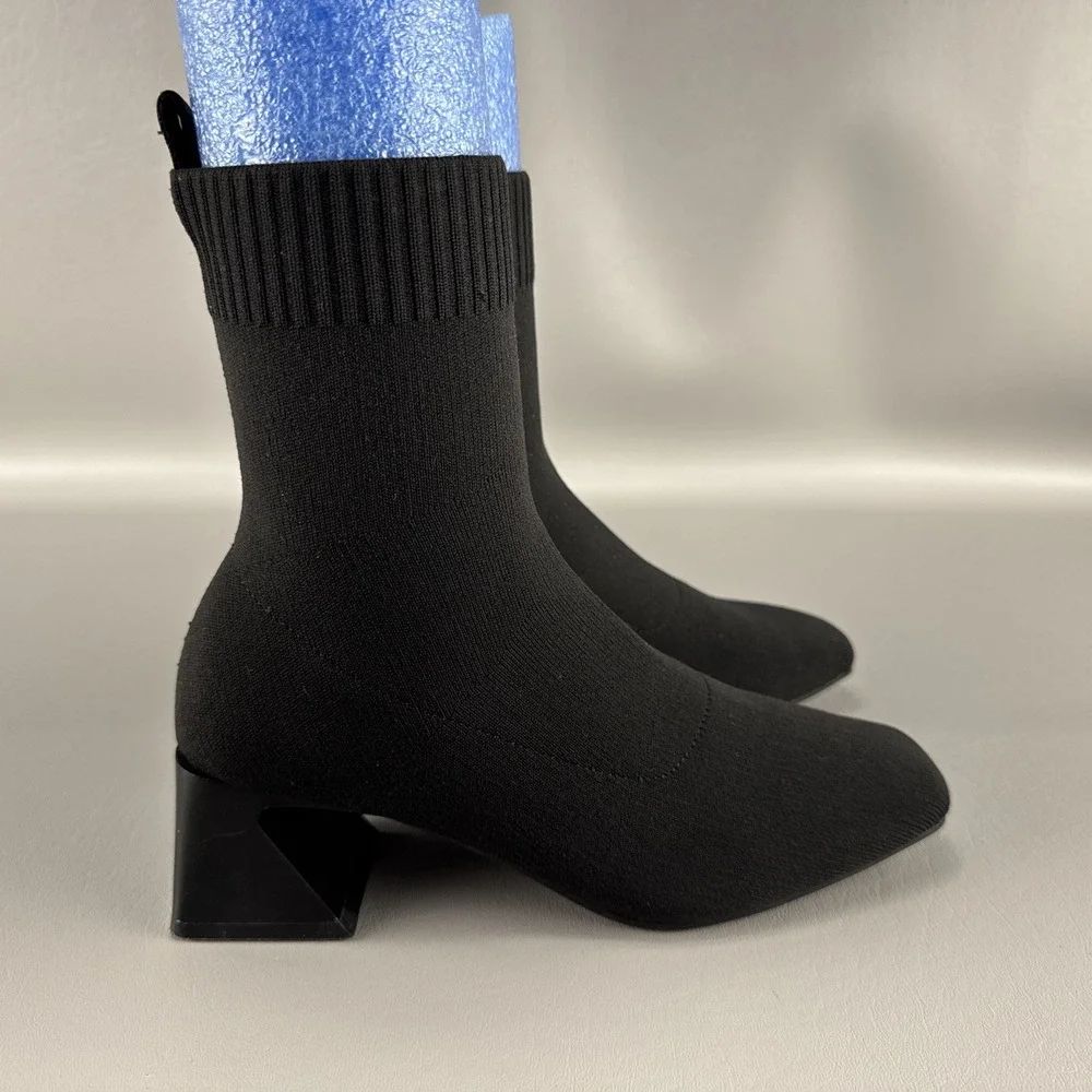 VIVAIA Regina Pro Square Toe Water Repellent Block Heel Boots EU 37 US 6.5 Knit